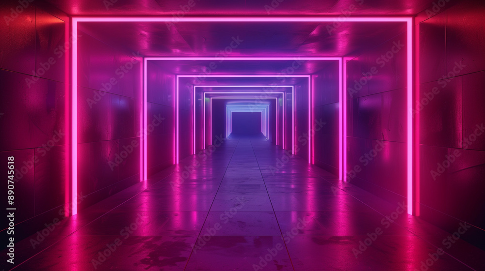 Dangerous neon corridor, background Dangerous neon corridor, background