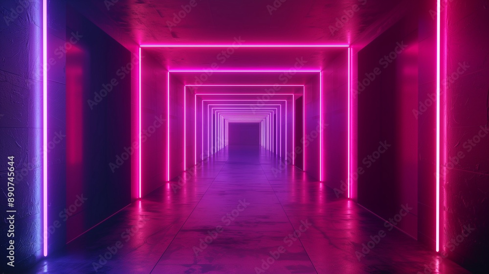 Dangerous neon corridor, background Dangerous neon corridor, background