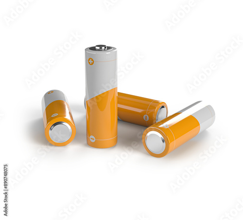 four stacks with orange and white design on the backdrop