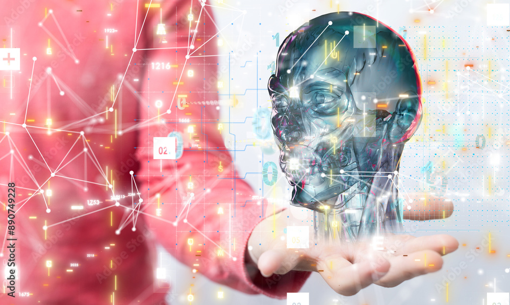 digital medical futuristic interface 3D rendering