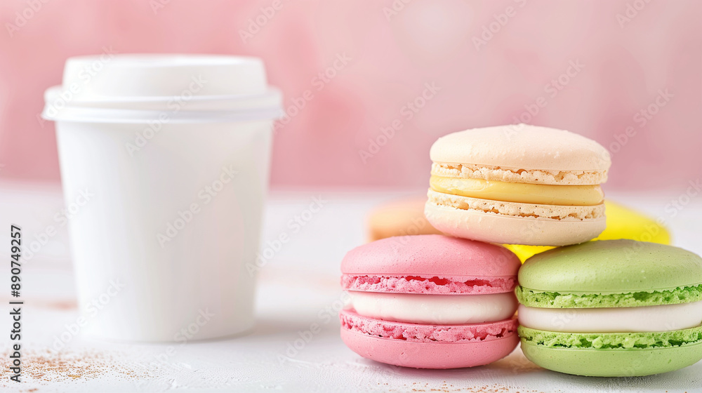 Delight in Colorful Macarons with Coffee. Experience the Sweetness of Pastel Treats Perfect for Any Occasion Delight in Colorful Macarons with Coffee. Experience the Sweetness of Pastel Treats Perfect for Any Occasion