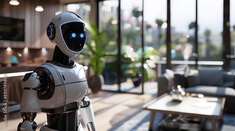 Fototapeta premium AI-Powered Robot Assistant A sleek humanoid robot assistant