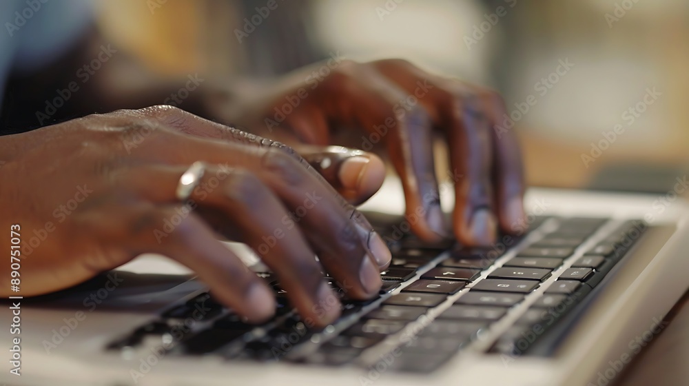 A close-up of a person's hands typing on a laptop keyboard A close-up of a person's hands typing on a laptop keyboard