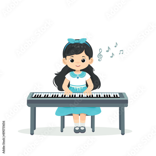 girl is  playing the piano vector illustration kids play music instruments 