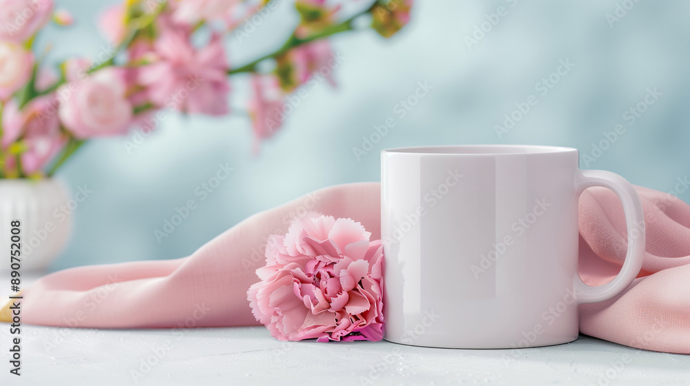 Stylish Mug with Pink Flowers: A Beautiful Lifestyle Setup. Discover the Elegance of Minimalistic Design and Floral Arrangements Stylish Mug with Pink Flowers: A Beautiful Lifestyle Setup. Discover the Elegance of Minimalistic Design and Floral Arrangements