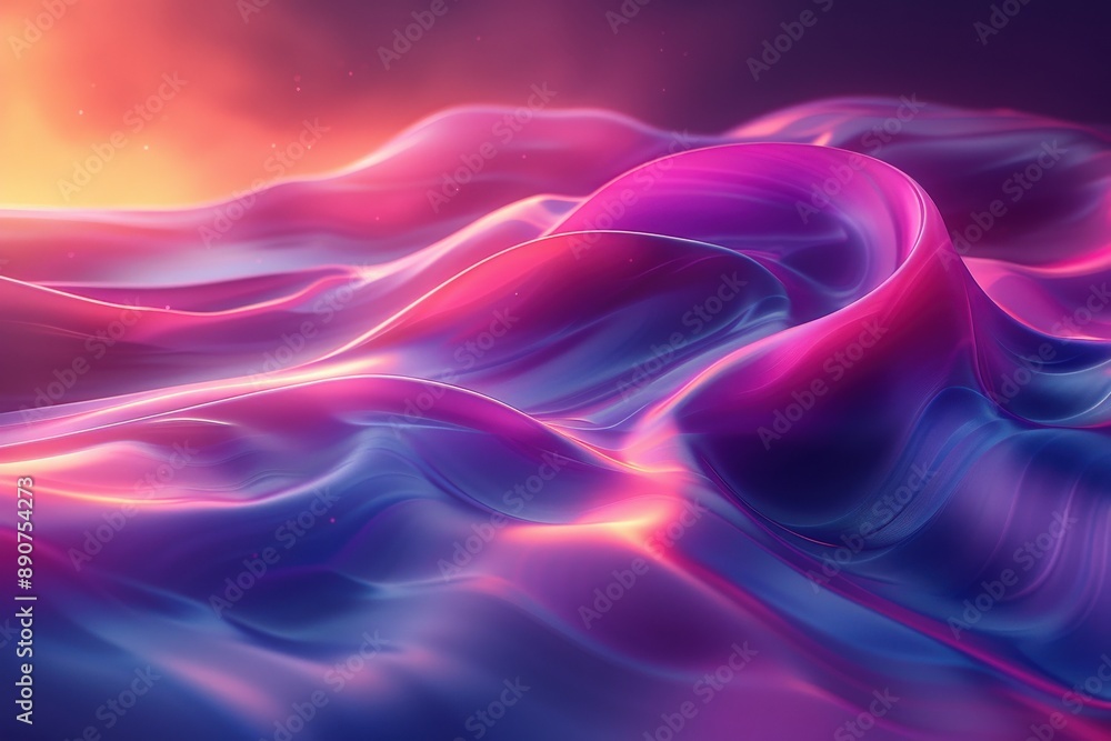 Abstract Digital Art Depiction of Fluid Waves in Vivid Neon Colors with Smooth Curves and Luminous Gradient in Sci-Fi DreamscapeAbstract Abstract Digital Art Depiction of Fluid Waves in Vivid Neon Colors with Smooth Curves and Luminous Gradient in Sci-Fi DreamscapeAbstract