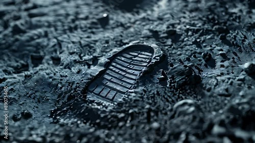 Astronaut's footprint on moon�s dusty surface