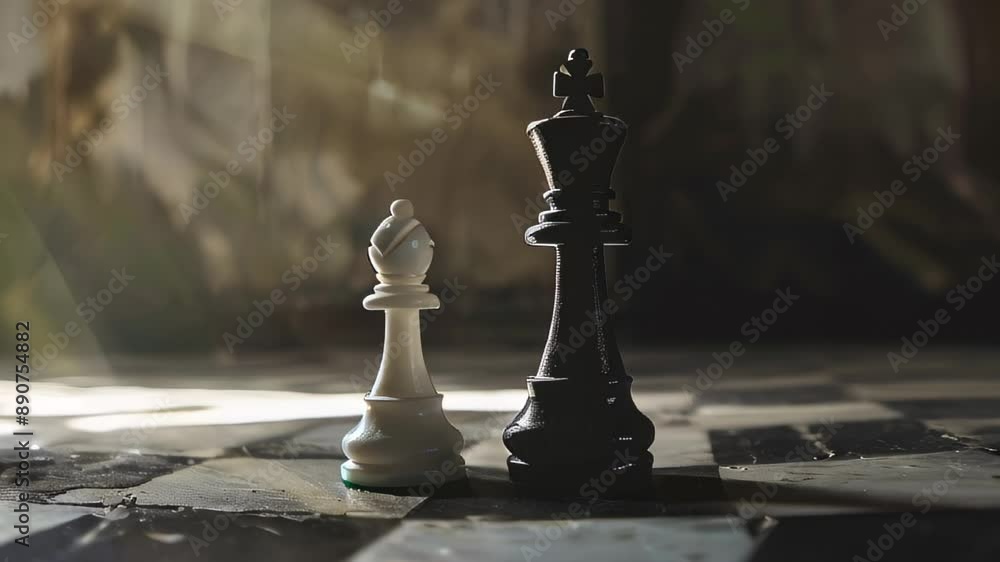 Chess pieces on sunlight-lit chessboard Chess pieces on sunlight-lit chessboard