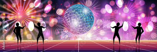 Night music party, dance club, music festival colorful banner vector design template