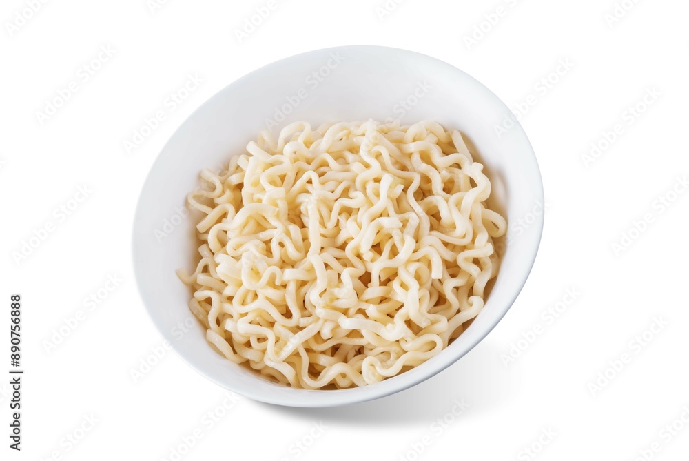 Fresh prepared ramen noodles in a bowl on a white isolated background Fresh prepared ramen noodles in a bowl on a white isolated background