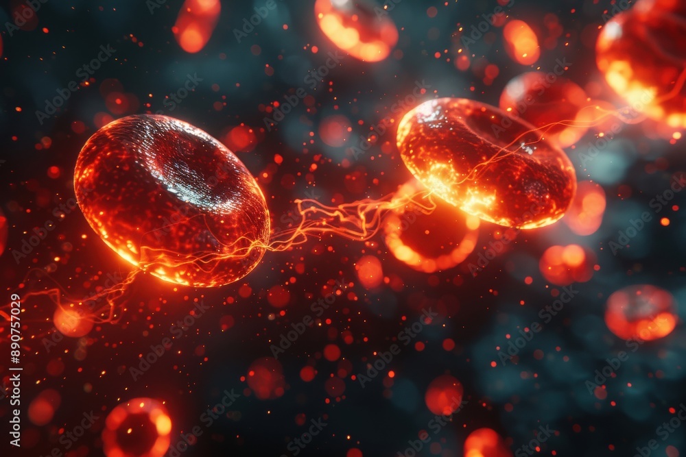 High-Resolution Microscopic View of Vibrant Red Blood Cells with ...