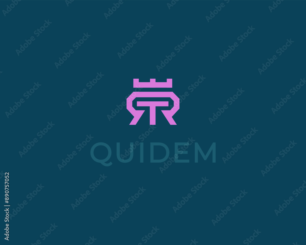 Double letters R and letter T logo. Premium monogram with crown symbol. Vector illustration. Double letters R and letter T logo. Premium monogram with crown symbol. Vector illustration.