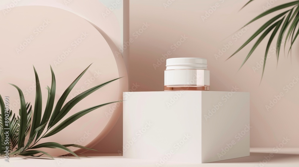 3d rendering, packaging template for cream or cosmetics with box, mockup for design 