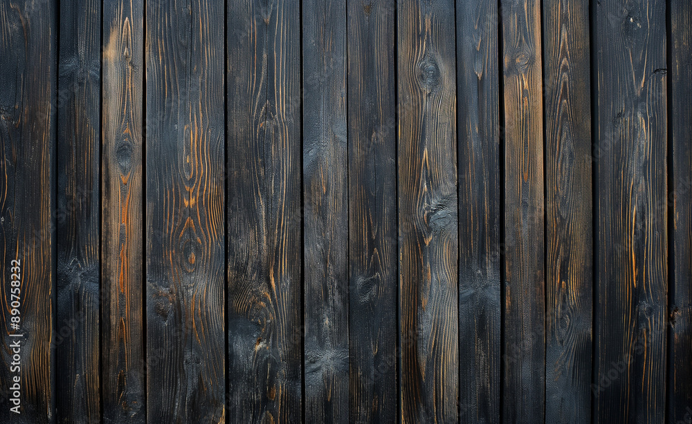 Naklejka premium Dark wooden planks forming a rustic and textured backdrop.