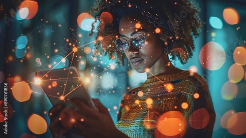 A teacher using a tablet to track student progress and personalize learning plans, highlighting the role of technology in education