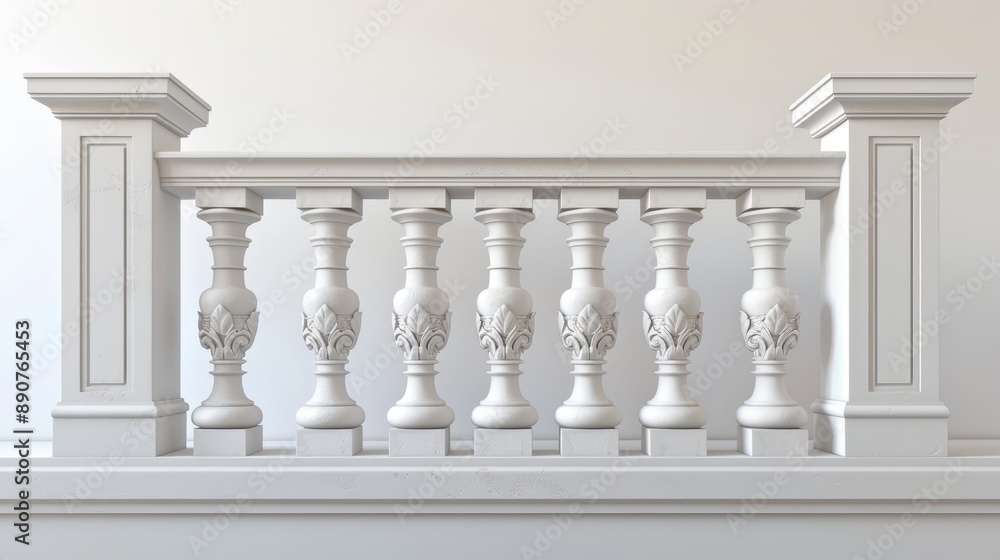 Fototapeta premium Classic balustrade on a white background. 
