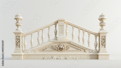 Classic balustrade on a white background. 