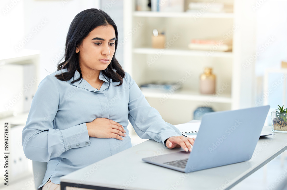 Pregnant, business and woman with laptop, internet and planning with connection, maternity and research. Person, employee or consultant with computer, pregnancy or online reading for schedule or tech Pregnant, business and woman with laptop, internet and planning with connection, maternity and research. Person, employee or consultant with computer, pregnancy or online reading for schedule or tech