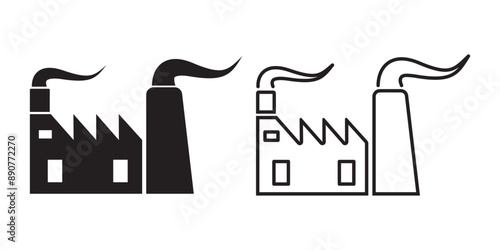 Factory Industry Building vector Icon, property factory town building, business manufacture station vector illustration