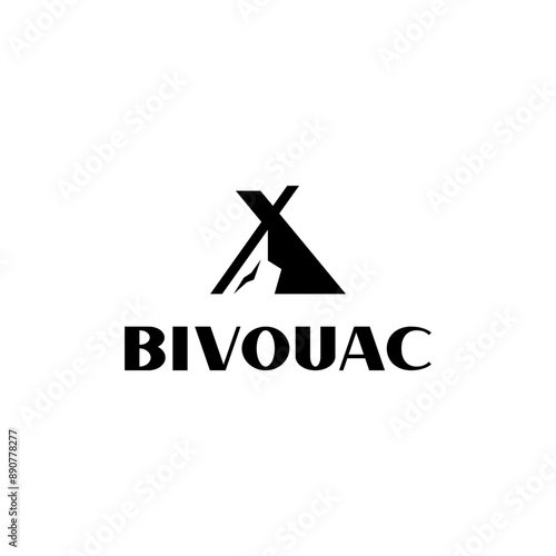 bivouac camp logo design vector