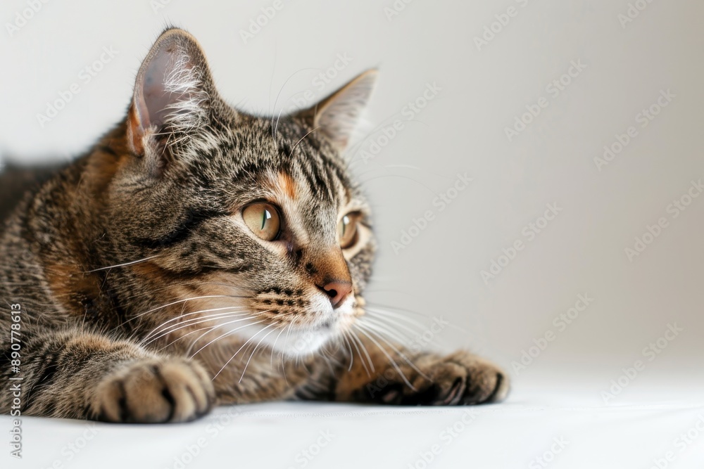 Fototapeta premium Beautiful cat photo on white background