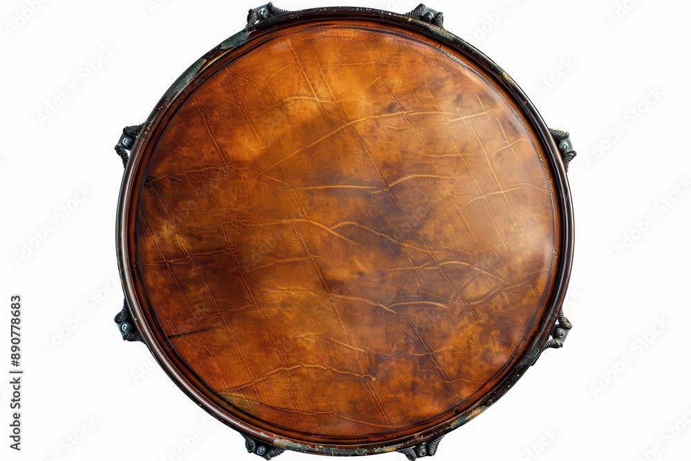Drum head seen from above on white background Drum head seen from above on white background