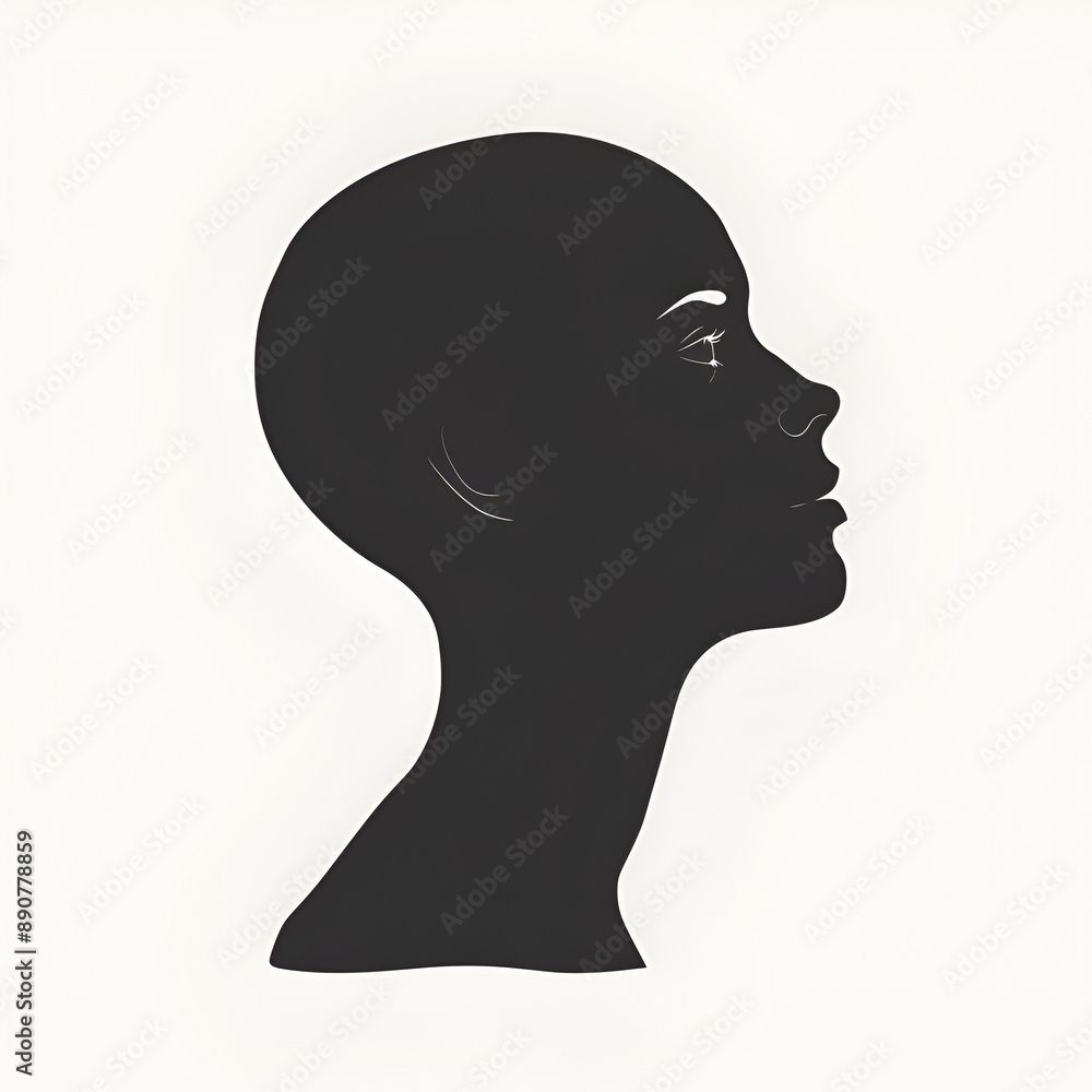 silhouette of a human head. View from the front. A gracefully shaped portion of a face. Vector Graphics silhouette of a human head. View from the front. A gracefully shaped portion of a face. Vector Graphics
