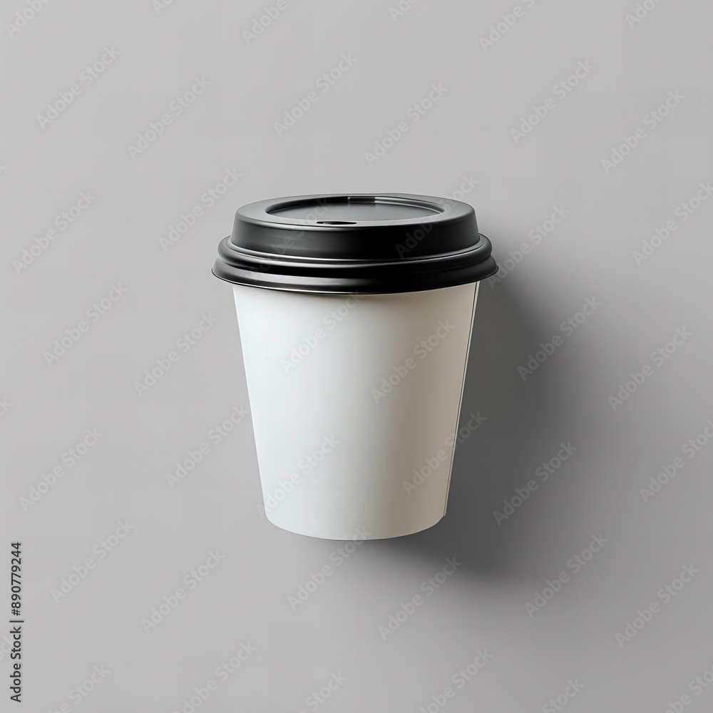 White Paper of Coffee with Black Lid Isolated White Paper of Coffee with Black Lid Isolated