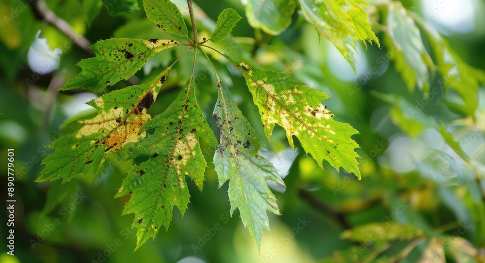 Sick Tree. Green Plant with Diseased Leaves in Nature Background Sick Tree. Green Plant with Diseased Leaves in Nature Background