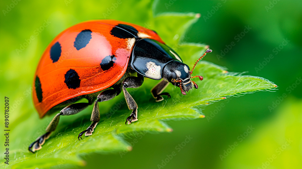 Macro Shot of Ladybug in Natural Environment. Closeup on insect on a leaf. Macro Shot of Ladybug in Natural Environment. Closeup on insect on a leaf.