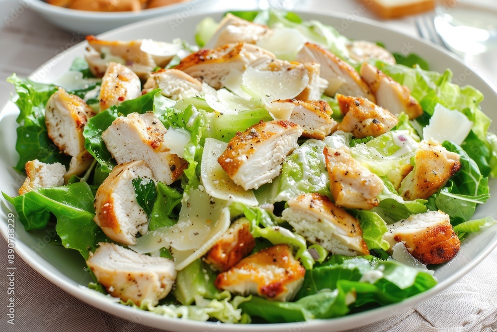 Chicken Ceasar Salad. Fresh Garden Vegetables with Parmesan Cheese and Light Dressing Chicken Ceasar Salad. Fresh Garden Vegetables with Parmesan Cheese and Light Dressing