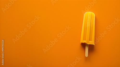 Gold Popsicle on a summery orange Background with Copy Space