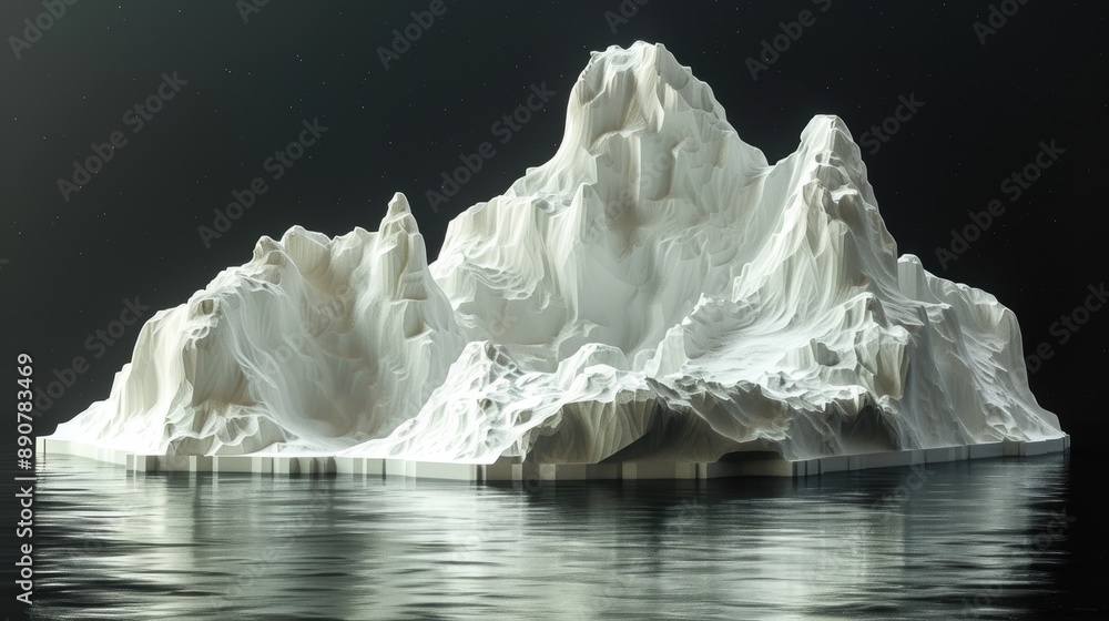Stunning polygonal iceberg against black backdrop Stunning polygonal iceberg against black backdrop