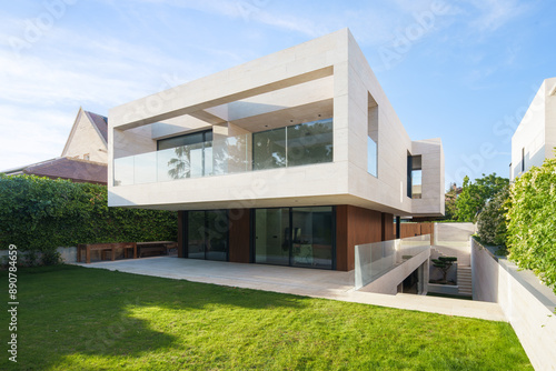 Modern geometric architecture of a 21st century design house