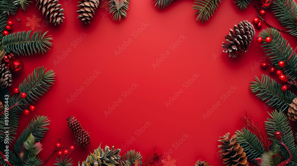 christmas background with branches and cones christmas background with branches and cones
