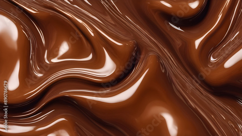 Processed collage of melted liquid chocolate texture. Background for banner, backdrop or texture. Generative AI