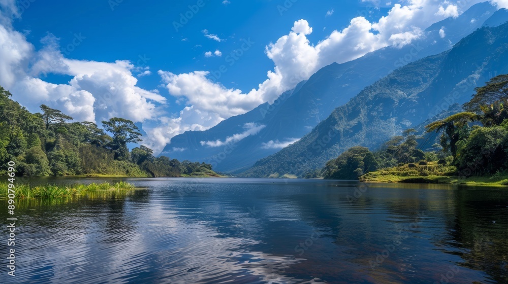Lake Bujuku in the Rwenzori Mountains National Park, Kasese District, Uganda. Lake Bujuku in the Rwenzori Mountains National Park, Kasese District, Uganda.