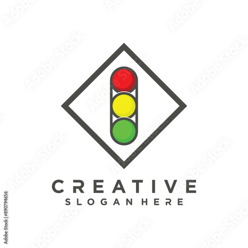 Traffic light logo design element vector icon with creative concept idea