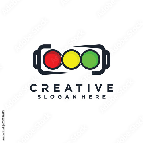 Traffic light logo design element vector icon with creative concept idea