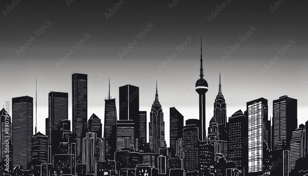 Fototapeta premium Cityscape Shadows: A Visual Journey through Urban Landscapes