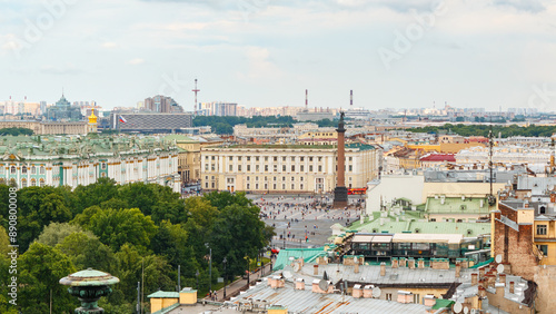 Cityscape from rooftops of St. Isaac's Cathedral in St.Petersburg, Russia.