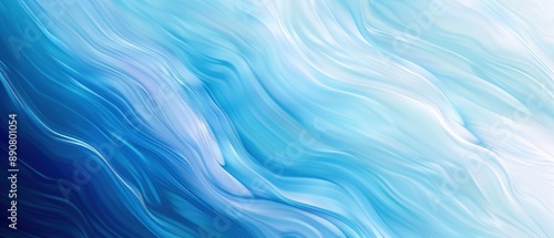 Fluid abstract artwork with flowing blue and white wavy patterns in various shades.