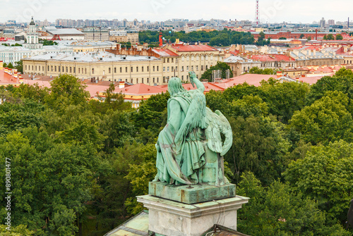 Cityscape from rooftops of St. Isaac's Cathedral in St.Petersburg, Russia.
