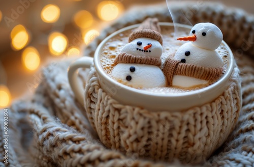 Cozy Winter Hot Chocolate With Marshmallow Snowmen