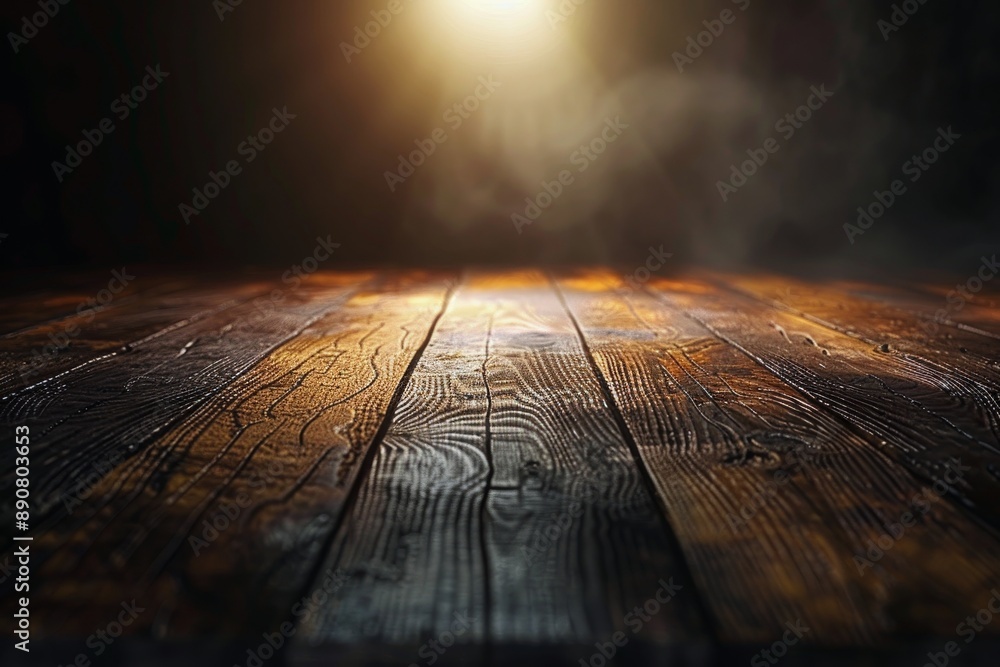 Rustic Wooden Tabletop With Smoke and Warm Light Rustic Wooden Tabletop With Smoke and Warm Light