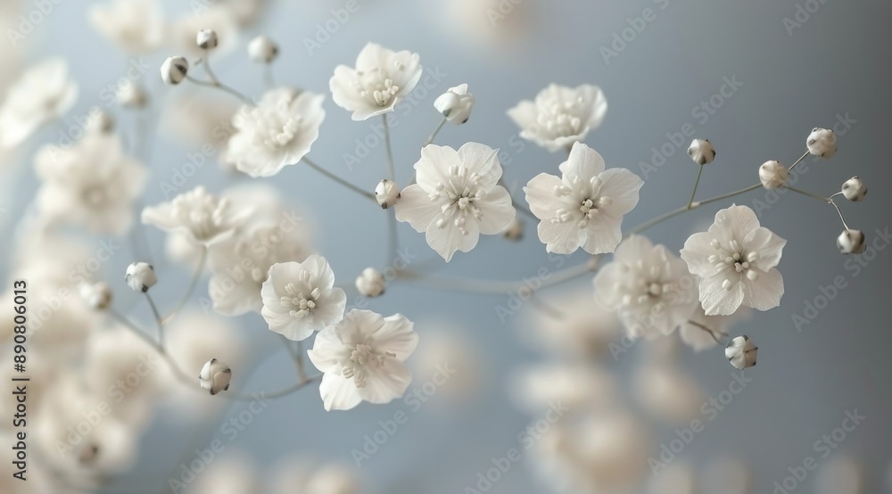 Delicate White Baby's Breath Blooms in Soft Light