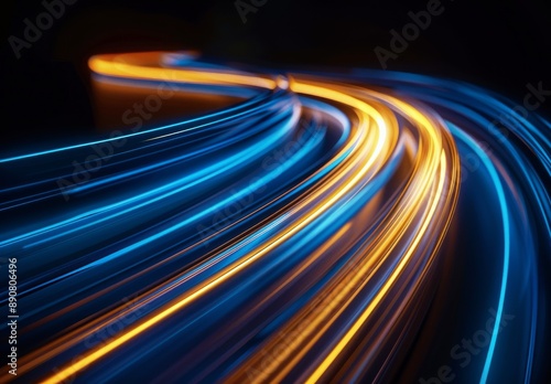 Abstract Blue And Orange Light Trails In A Circular Pattern