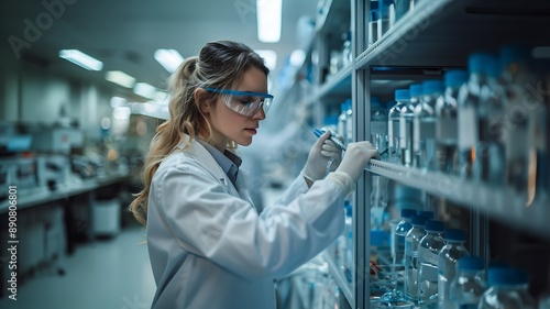 Focused Scientist Analyzing Chemical Samples in a Laboratory Setting