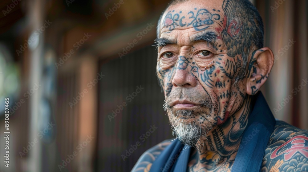 asian man tattooed up to his face asian man tattooed up to his face