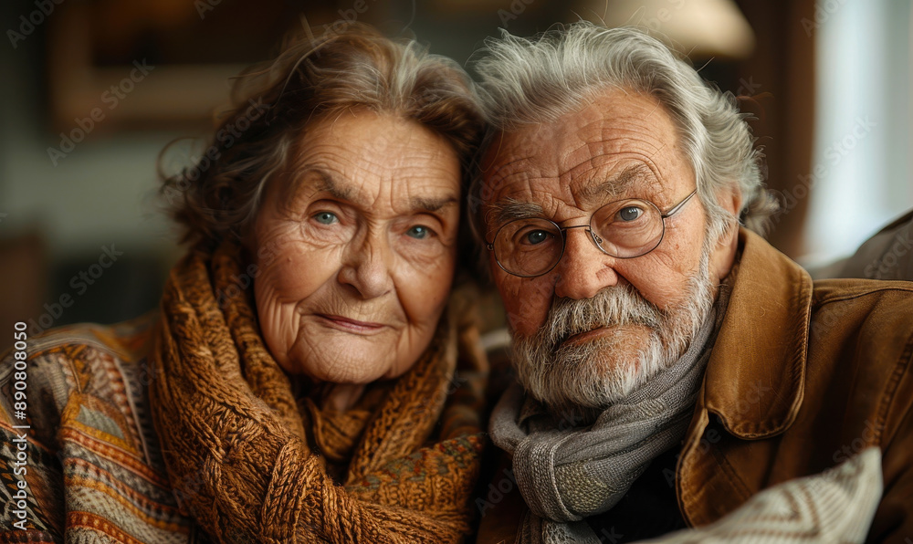 Happy Elderly Couple Relaxing on Cozy Couch in Warm Afternoon Light, Showcasing Long-lasting Love and Companionship, Ideal for Family, Relationships, and Senior Lifestyle Concepts Happy Elderly Couple Relaxing on Cozy Couch in Warm Afternoon Light, Showcasing Long-lasting Love and Companionship, Ideal for Family, Relationships, and Senior Lifestyle Concepts